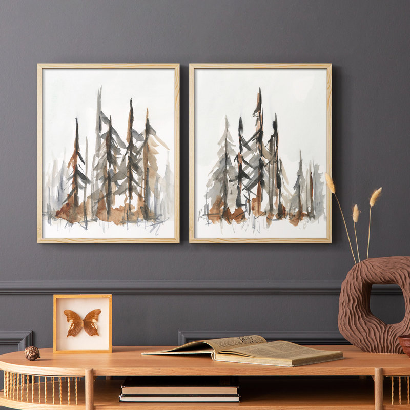 «Rustic Evergreen I», reproduction encadrée de qualité supérieure - prête à être accrochée - aucun clou requis - aucun clou requis