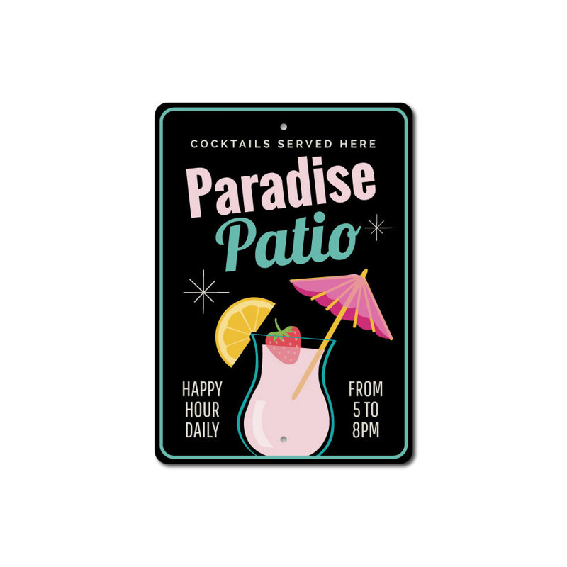 Enseigne de patio Paradise, H 18 po x l 12 po x P 0,06 po