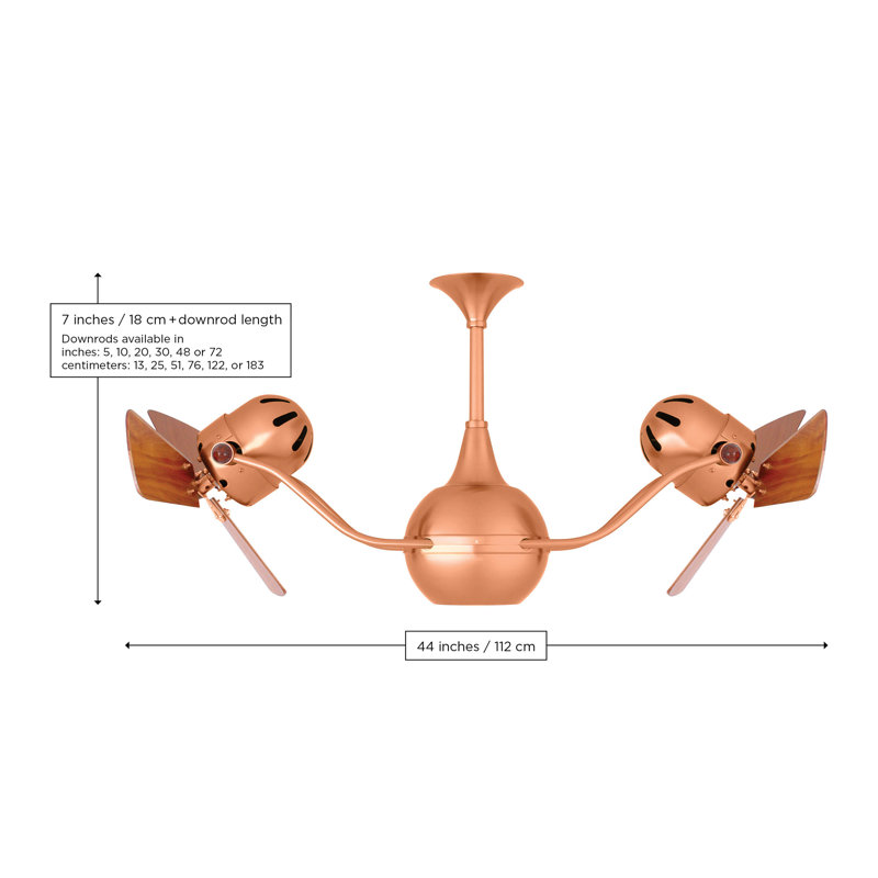 44" Vent-Bettina 3 Blade Ceiling Fan, Brushed Brass