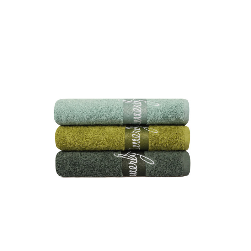 Ensemble de serviettes 3 pièces 100% coton, Kaki / kaki clair / kaki foncé