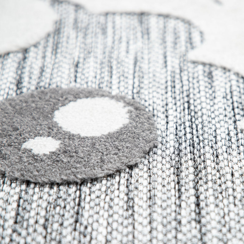 Deloach Kids Room Play 3D Effect Llama Power Loom Grey/White Outdoor Rug, Round 160cm