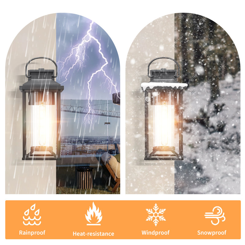 Modern Outdoor Porch Lights, Black Wall Sconce Lanterns, Waterproof & Anti-rust (2-pack)