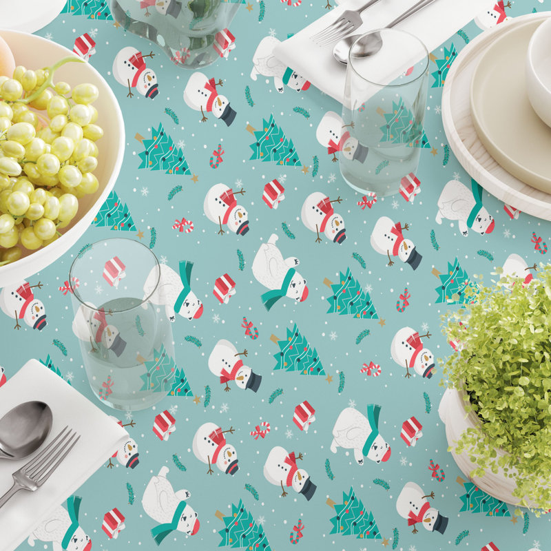 Fabric Textile Products, Inc. Square Tablecloth, 100% Cotton, Holiday Snowmen