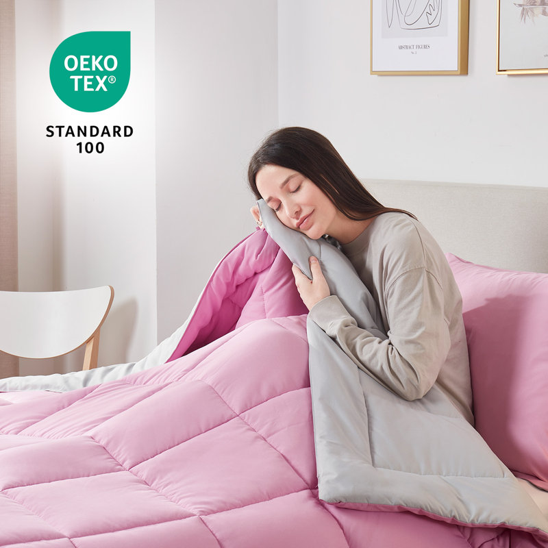 Twin Reversible Pink and Gray Microfiber Duvet