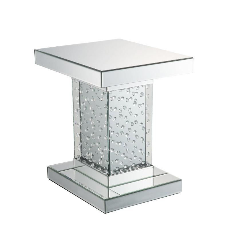 Table de bout Nysa avec miroir et faux cristaux (table basse incluse)