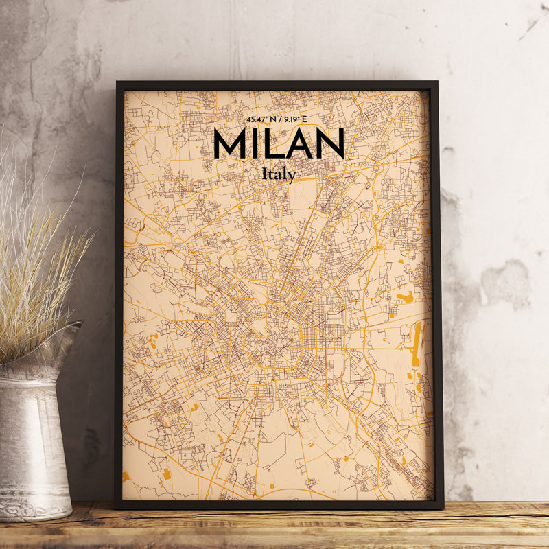 Milan City Map - No Frame Print, 91.4cm H x 61cm W x 0.13cm D