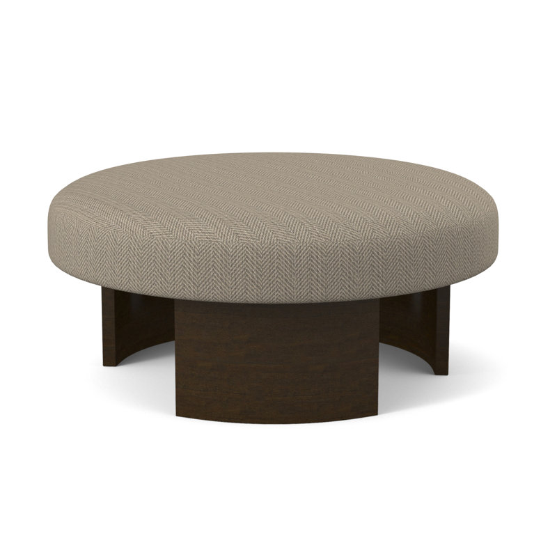 Eclipse Round Ottoman, American Walnut, Libby Linen