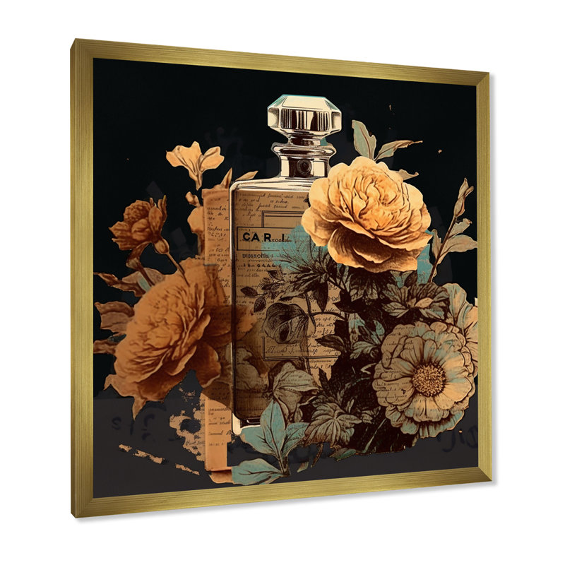 «Retro Perfume Bottle With Blossoming Flowers I - Perfumes», impressions d'art mural, H 16 po x l 16 po x P 1 po