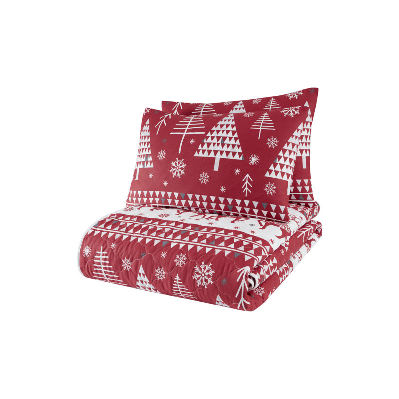Ensemble de couvre-lit 100% coton rouge / blanc Navi