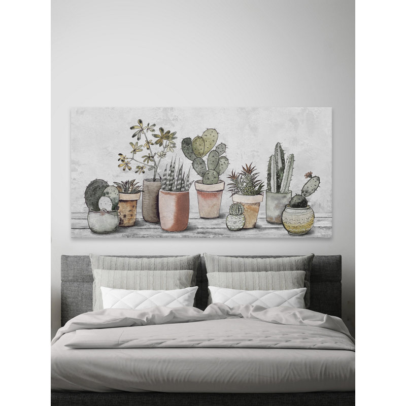 «Mixed Cacti And Succulents», reproduction sur toile tendue, 6" H x 12" W x 1.5" D