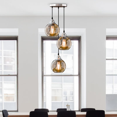 Annesa 3-Light Satin Nickel Pendant – A Modern Industrial Ceiling Light Adjustable for Kitchen Islands and Dining Areas.