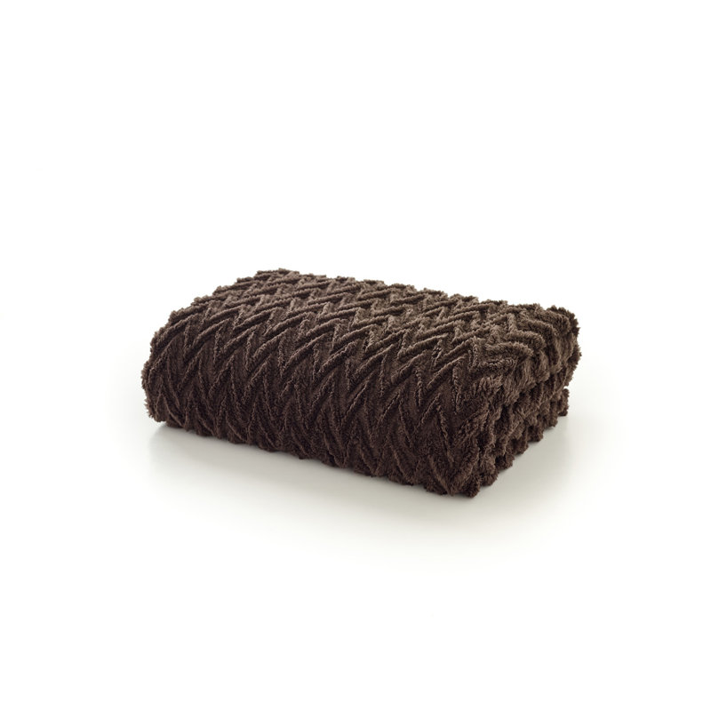 Tadcaster Luxury Soft Chevron Throw 140x180cm Warm Throw Blanket, Brown