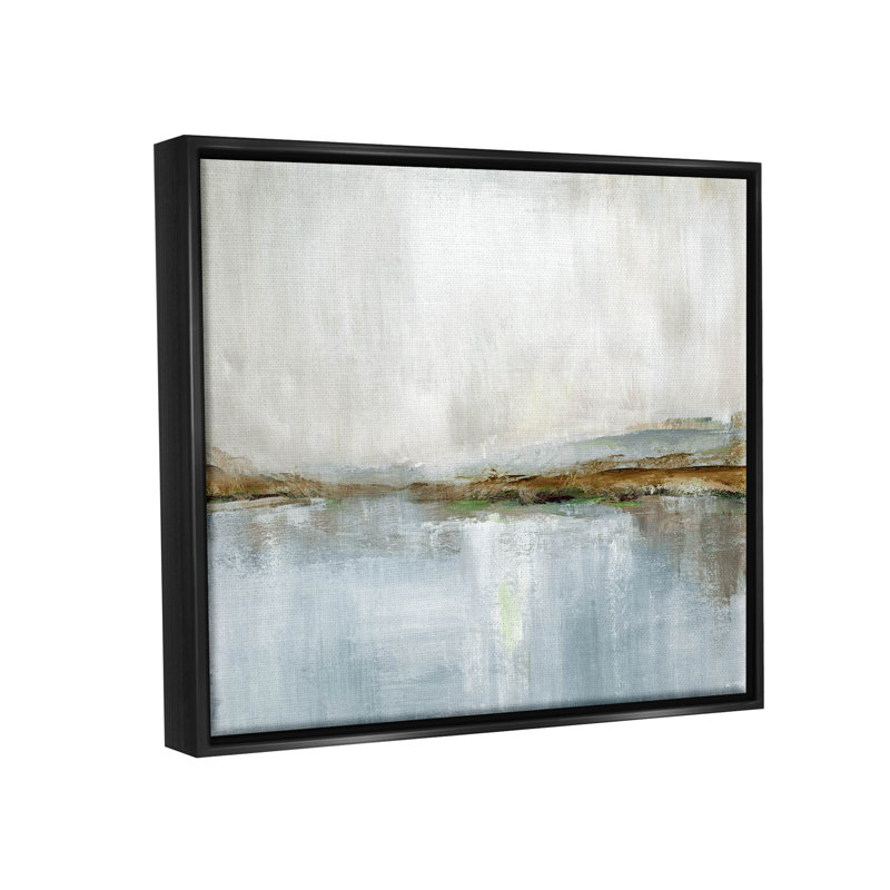 «Cloudy Abstract Landscape Scene», art mural encadré noir par Nan, H 17 po x l 21 po x P 1,7 po, Cadre flottant noir de jais