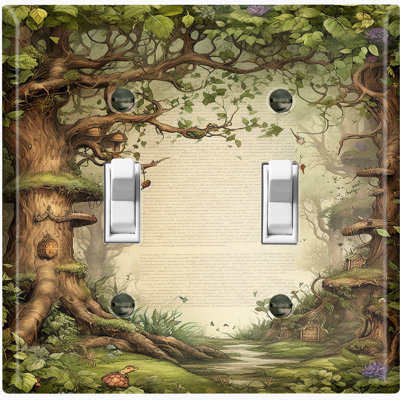 Plaque murale d'interrupteur à bascule arbre de la vie vert à 2 branches Nature