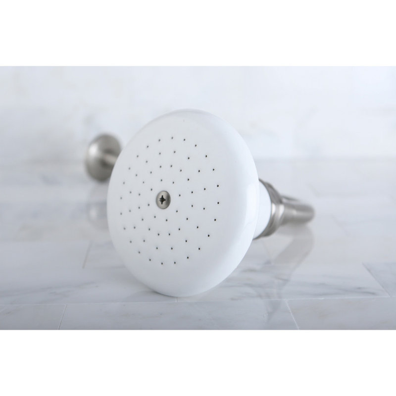 Kingston Brass Victorian 5-1/8-Inch Round Raindrop Ceramic Shower Head with 12-Inch Shower Arm Combo, Brushed Nickel
