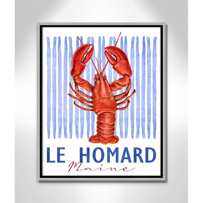 «Le Homard Print» par Kimberly Allen, Flottant argenté, 17.5' W x 21.5' H