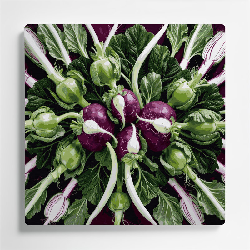 Légumes, art mural noir en métal chou-rave, H 8 po x l 8 po