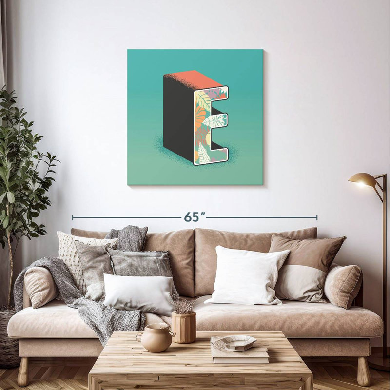 Keiri Leafy Print Letter E, 36" H x 36" W