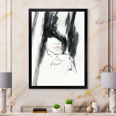 Portrait noir et blanc d'un mannequin élégant - Art mural sur toile glam