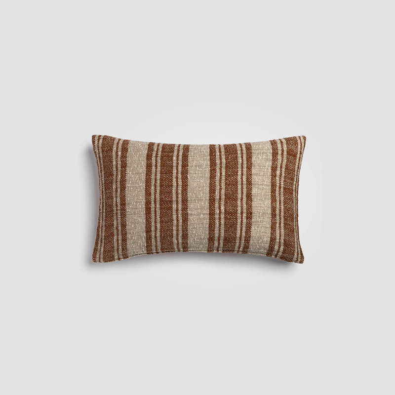 Desert Rust Stripe Orange & Ivory Lumbar Pillow, 14" x 24", Throw Pillow For Couch or Bed