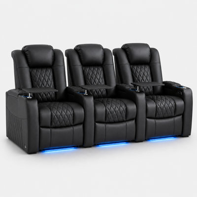 Power Zero Gravity Top Grain Leather Home Theater Recliner Seating