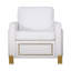 Ensemble de salon 3 pièces en velours blanc glamour avec pieds dorés et éclairage à DEL - canapé, causeuse et fauteuil