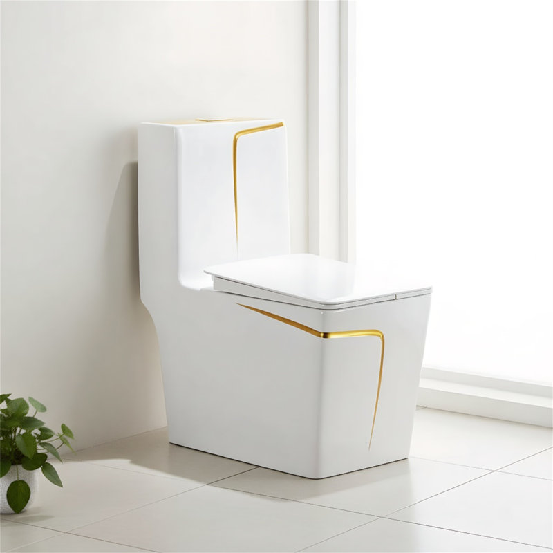 Toilette allongée une pièce (siège inclus), double chasse