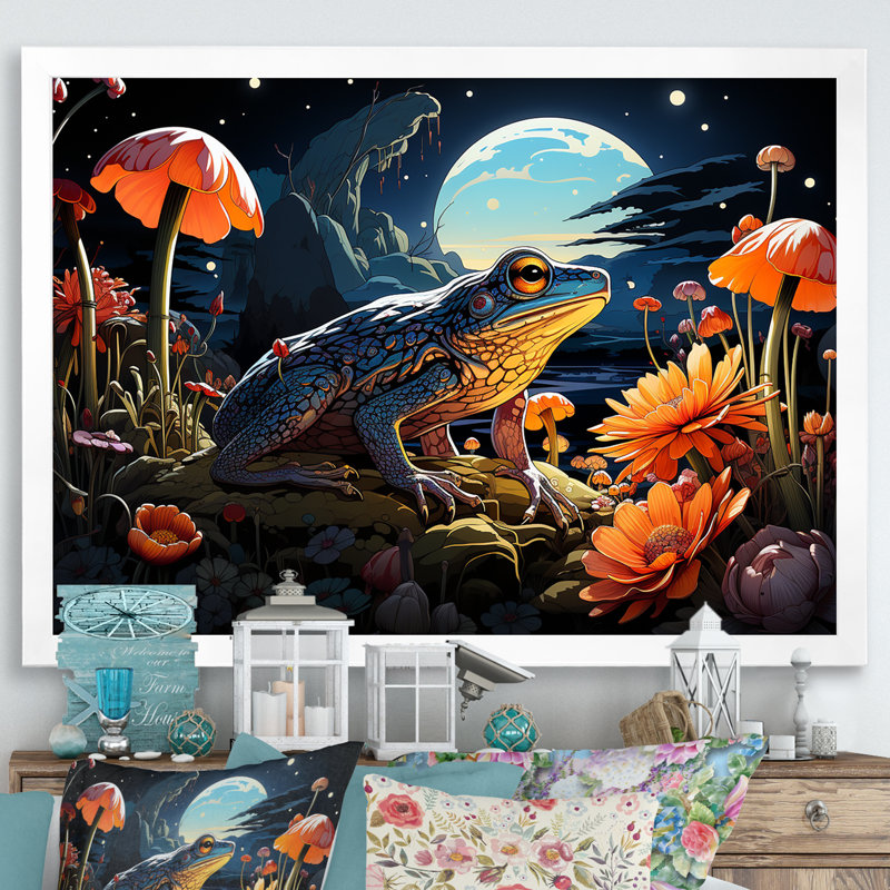 Cosmic Art Frog I - Frogs & Toads, impressions d'art mural, Cadre simple blanc, H 30 po x l 40 po x P 1,5 po