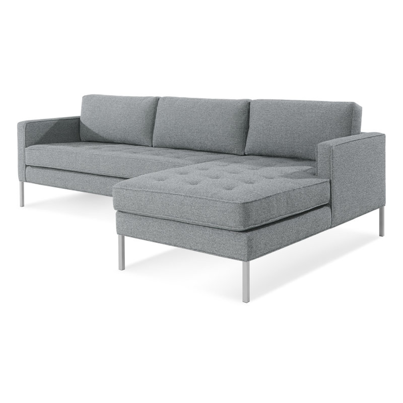 Paramount Chaise Sectional, Stainless Steel, Sanford Ceramic Crossweave, Right Hand Facing