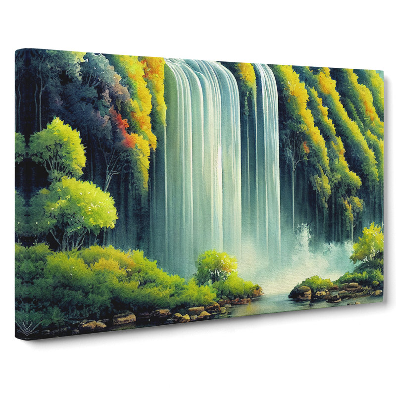 Lush Waterfall Vol.1 - Wrapped Canvas Painting, 35cm H x 50cm W x 3cm D