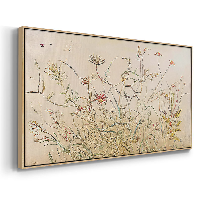 Botanical Series-CECII- Toile tendue avec châssis tendue, prête à être accrochée, H 21 po x l 41 po, Naturel