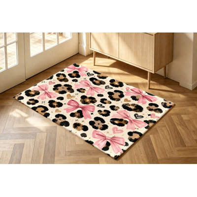 Tapis chic à imprimé léopard rose, motif mignon et élégant, tapis antidérapant lavable à la machine, décoration intérieure décorative pour le salon, la chambre à coucher et le dortoir