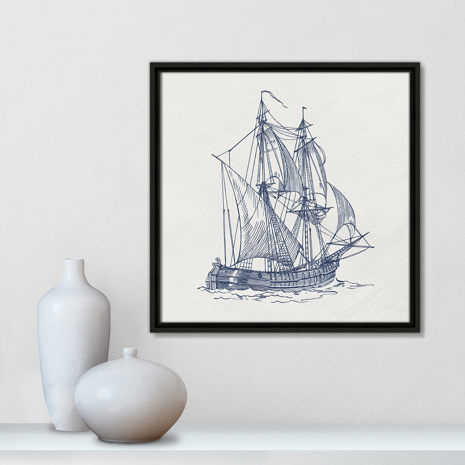 Into the Sea Collection "Into the Sea I" Print, 17.5" H x 17.5" W, Espresso