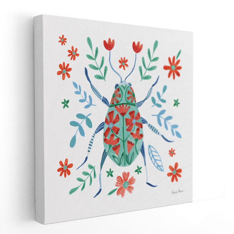 Folk Beetle II - reproduction d'art sur toile, H 12 po x l 12 po