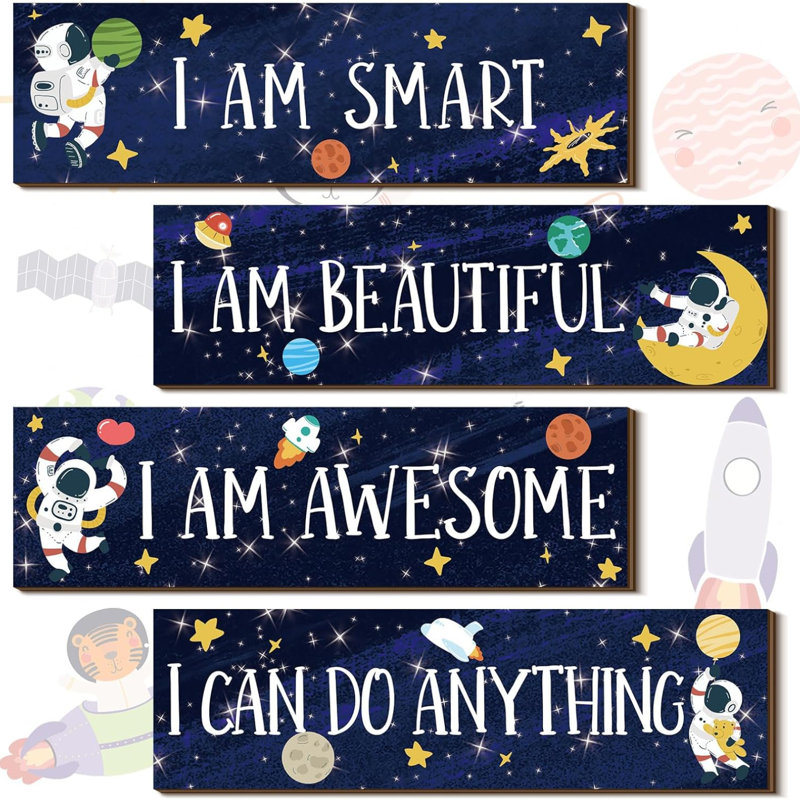 Ensemble de décoration murale pour enfants avec lumières DEL 4 pièces