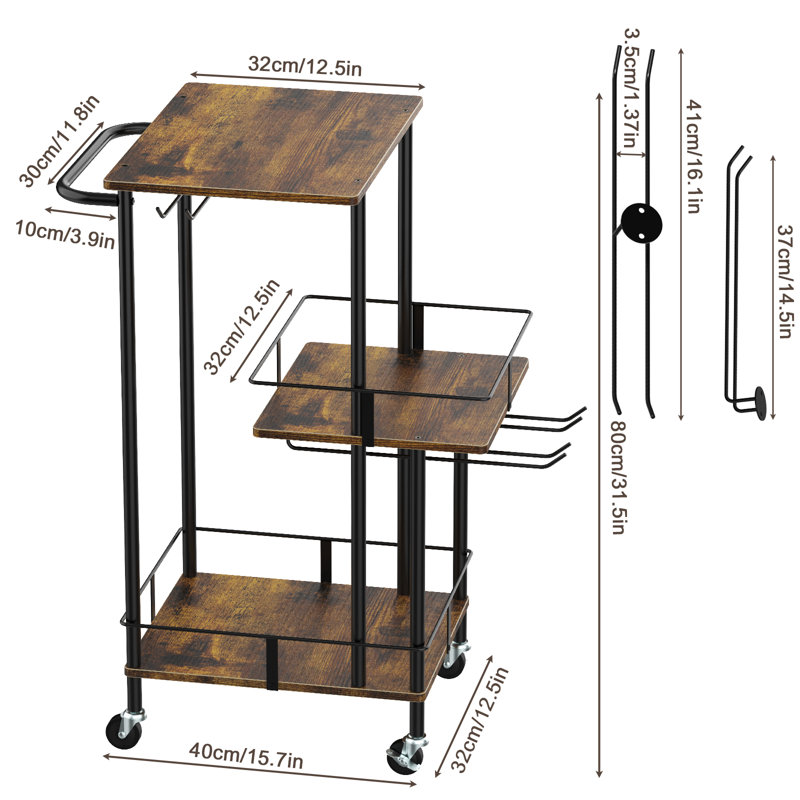 Retro Industrial Multi-layer Mobile Side Cart