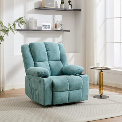 Manual Recliner Chair, Overstuffed Fabric Reclining Chair with Side Pockets & Steel Frame, 300LB by Red Barrel Studio
