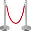 6PCS Red Rope Stanchion Silver Post