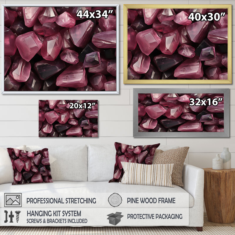 Pierres zen mauve saphir mauve - pierre spirituelle, art mural, Cadre d'angle fermé noir, H 24 po x l 32 po x P 1 po
