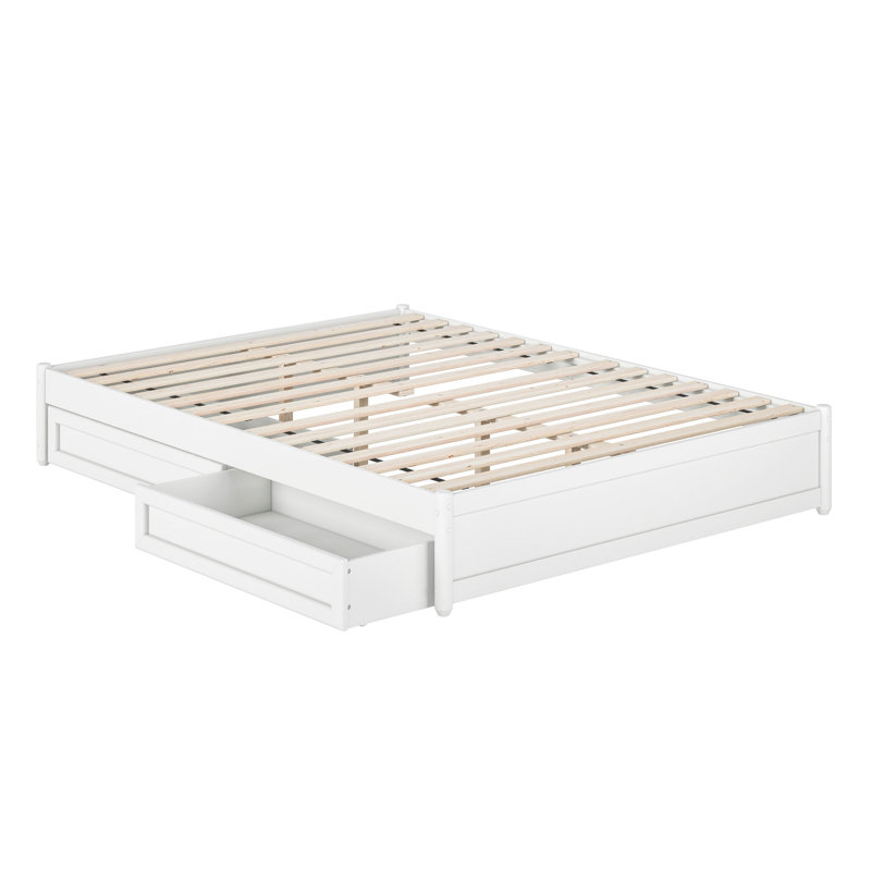 Lit avec rangement Lamariah, Blanc, Grand