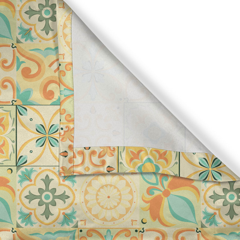 East Urban Home Moroccan Grommet Curtain Decorative 2-Panel Window Drapes, 50"x54", Turquoise Yellow Green