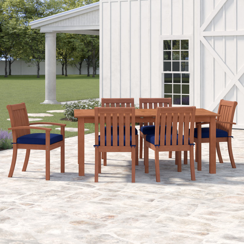 Ensemble repas 7 pièces avec coussins Anbritt, Marine