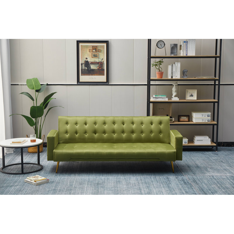 Kalvi 75'' Velvet Sofa, Army Green Velvet