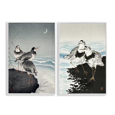  «Sea Birds Under Moon», ensemble de 2 estampes numériques par Ohara Koson