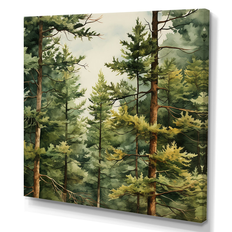 Pine Tree Symphony II - Art mural pin, Toile tendue, H 24 po x l 24 po x P 1 po