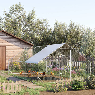 Large Chicken Coop Metal Chicken Run With Waterproof And Anti-UV Cover, Spire Shaped Walk In Fence Cage Hen House For Outdoor And Yard Farm Use, 1"" Tu -  Tucker Murphy Pet™, 899573FB09CE4F0D823FCF70D7B5A93D