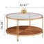 Table basse ronde en bois 32 pouces avec plateau en verre élégant et structure en métal robuste-869958084