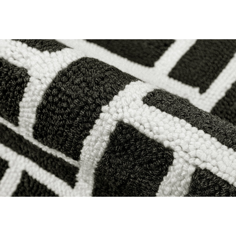 Tapis noir crocheté à la main Sonia, Rectangle 5 pi x 7 pi