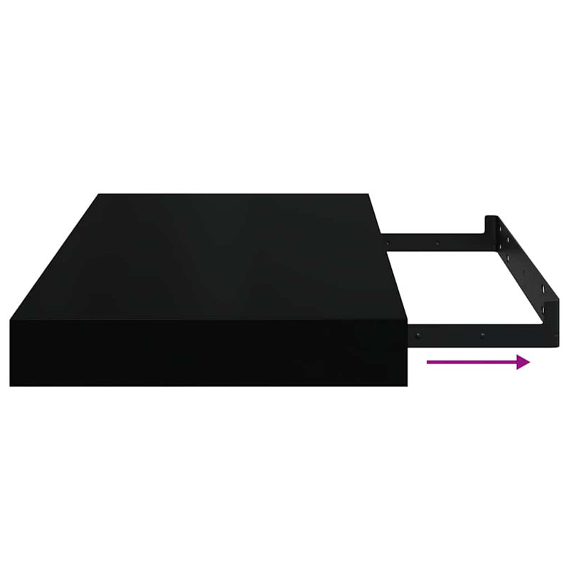Wall Shelf Floating Shelf Wall Mounted Display Shelf for Photo Frame, Black, 1.5" H x 15.7" W x 9.1" D