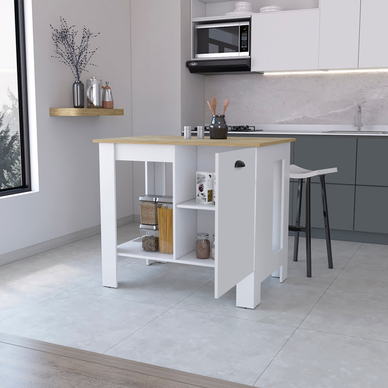 Îlot de cuisine avec porte simple et tablette inférieure ouverte